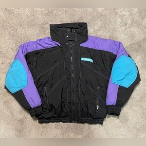 Vintage 80s 90s Burton Snowboard Jacket XL Purple Teal Colorblock Ski Gorpcore